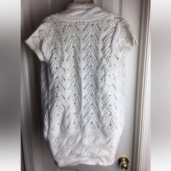DELIA'S IVORY OPEN CABLE KNIT CARDIGAN SWEATER SIZE MEDIUM - Picture 4 of 6